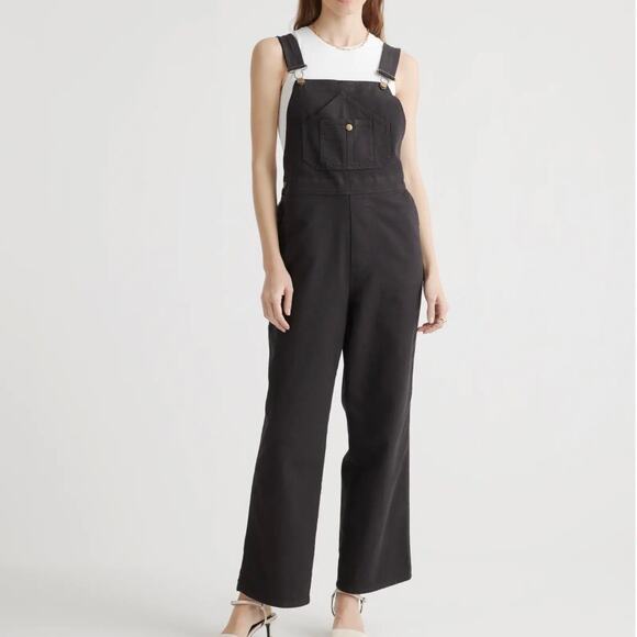 Quince Organic Stretch Cotton Twill Relaxed Overalls L - Picture 9 of 11